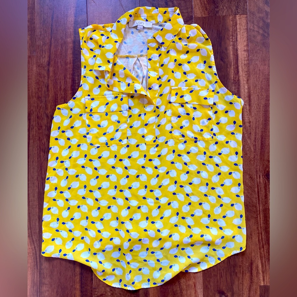 LOFT Sleeveless Mixed-media Blouse XL